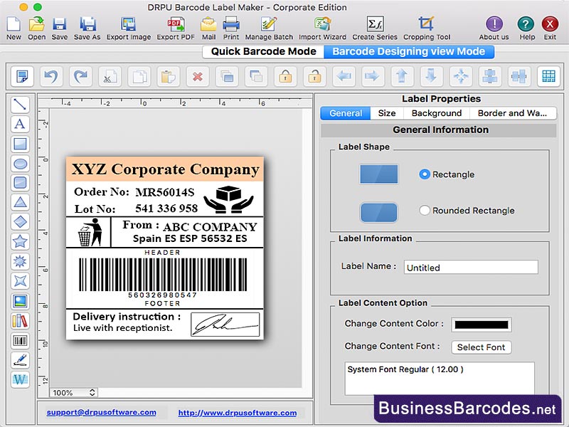 Screenshot of Mac Barcode Generate