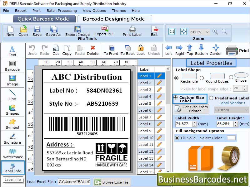 Screenshot of Business Barcode Maker Software