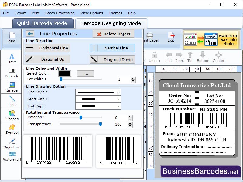 Screenshot of Barcode Label Designer Software