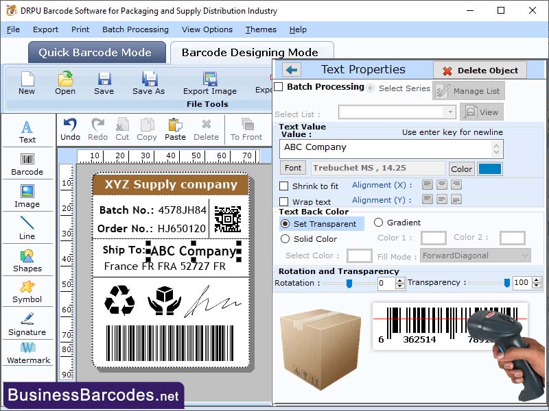 Screenshot of Barcode Creator Application 6.8.7.5