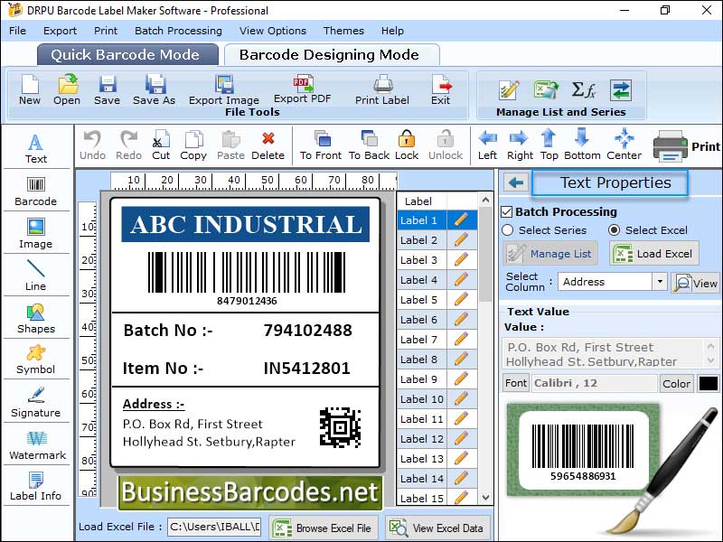 Screenshot of Colourful Barcode Label Maker Software