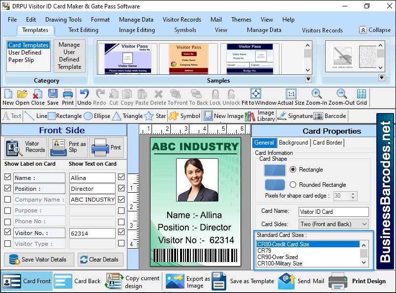 Gate Pass ID Card Printing Tool software