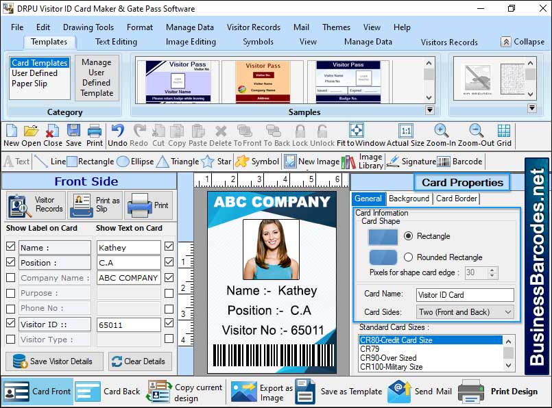 Screenshot of Barcode Label Creator for Gate Pass