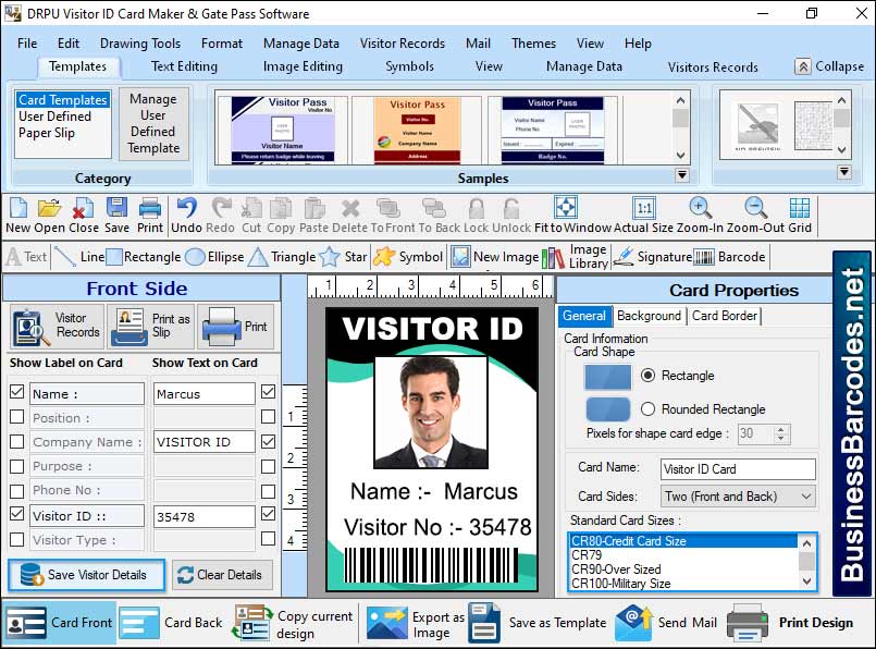Screenshot of Printing Gate Pass Id Cards for PC