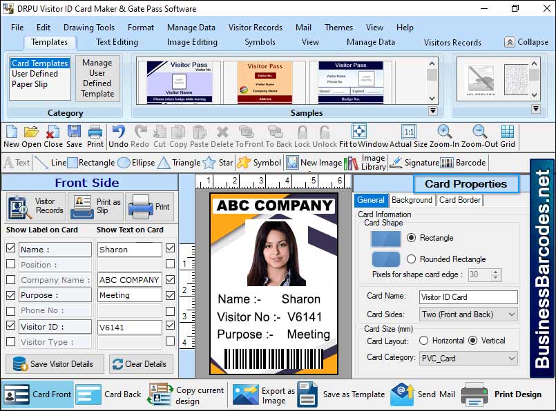 Screenshot of Security Gate Pass Design Software