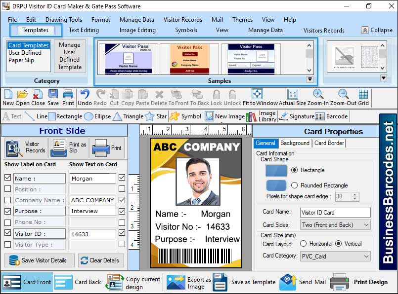 Screenshot of Print Visitor Gate Passes Tool