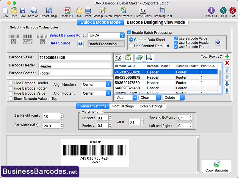 Screenshot of Mac Barcode Label Maker