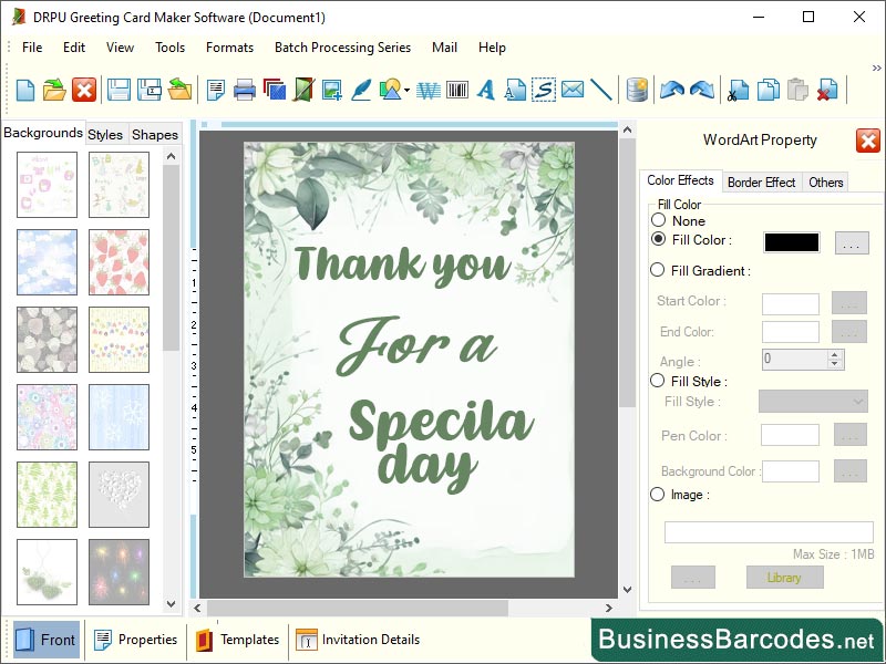 Screenshot of Personalized Greeting Cards App