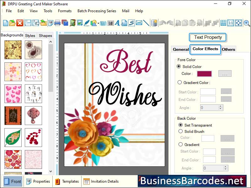 Screenshot of Greeting Card Customization Tool