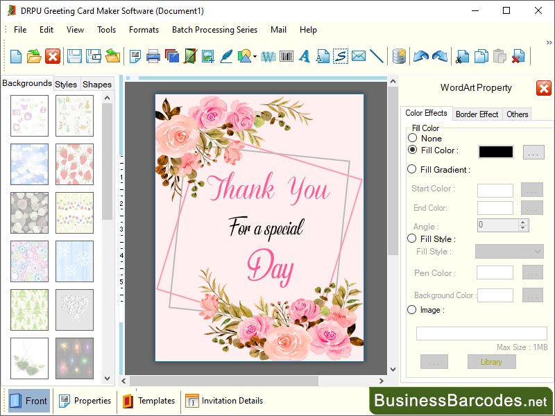 Screenshot of Greeting Card Printing Program
