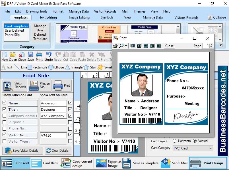 Screenshot of Create Gate Pass Printing Software