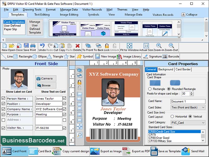 Windows 10 Gate Pass ID Card Maker Software full