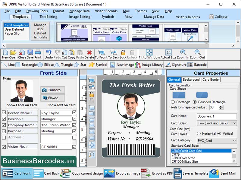 Screenshot of Gate Pass Creation Software