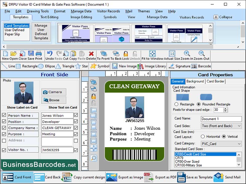 Screenshot of Gate Pass Creator Software
