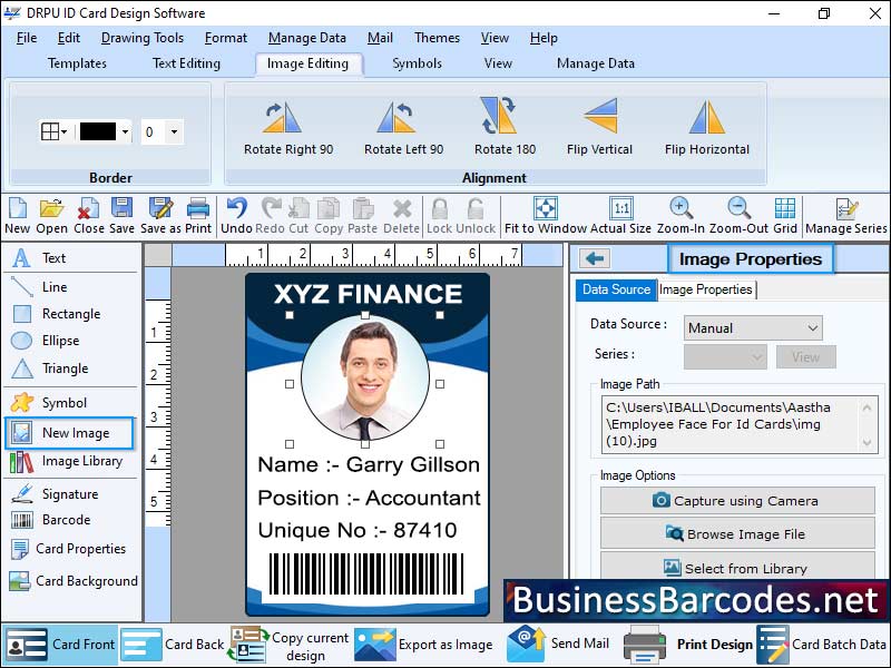Screenshot of Professional ID Badge Design Software