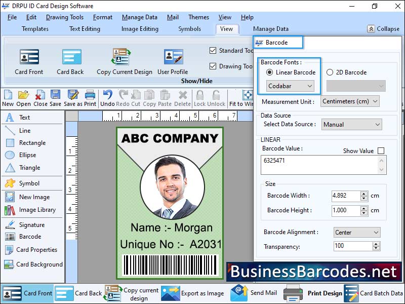 Screenshot of ID Badge System Application