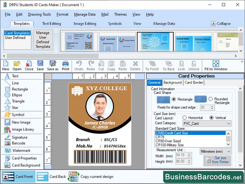 Screenshot of Student ID Card Maker Software