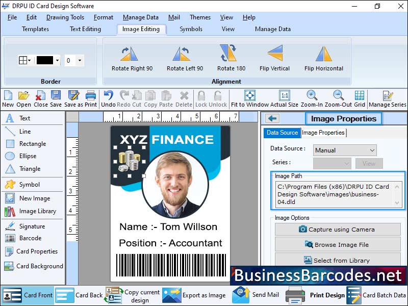 Screenshot of ID Badges Layout Design Application