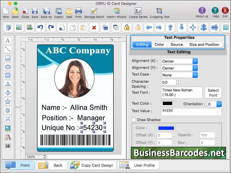 Screenshot of Mac Compatible ID Card System
