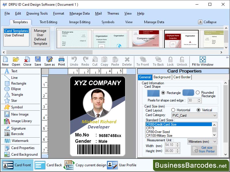 Screenshot of ID Badge Maker Software