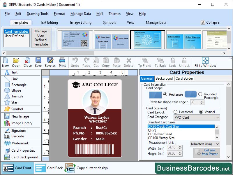 Screenshot of Create Student ID Card Software