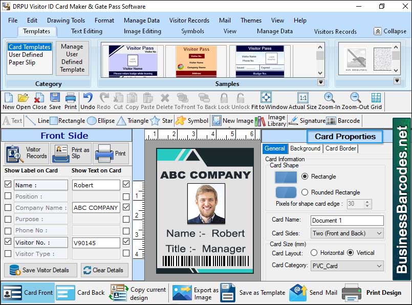 Screenshot of Customized Visitor ID Card Maker