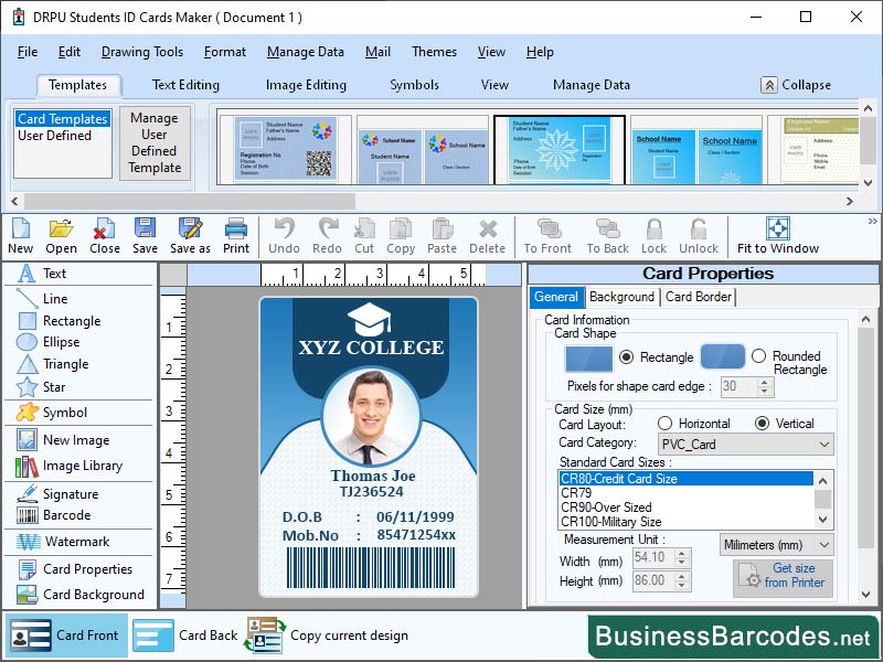 Screenshot of Software for Identity Badge Creation 6.8.9.9