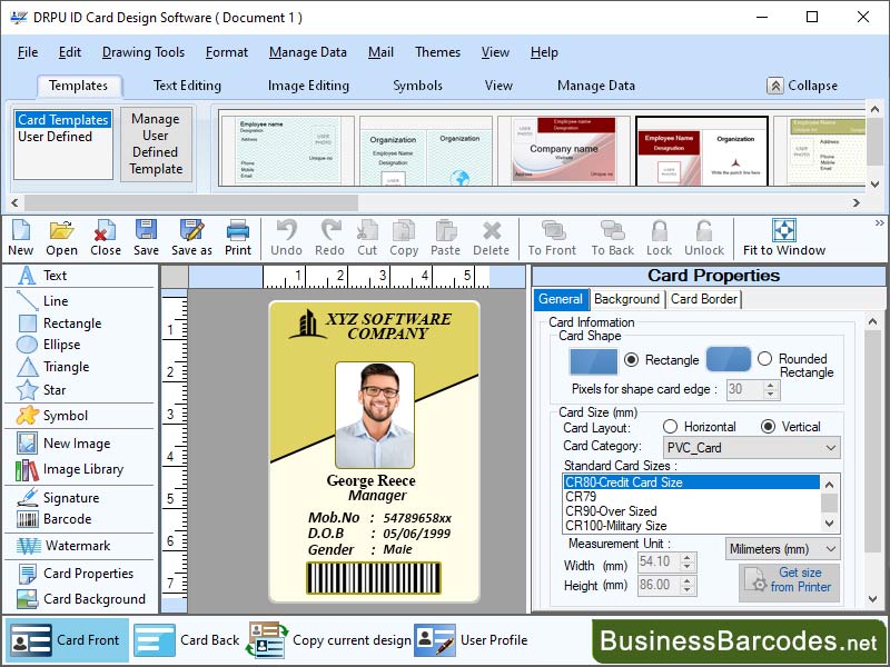 Screenshot of Identification Card Maker Software