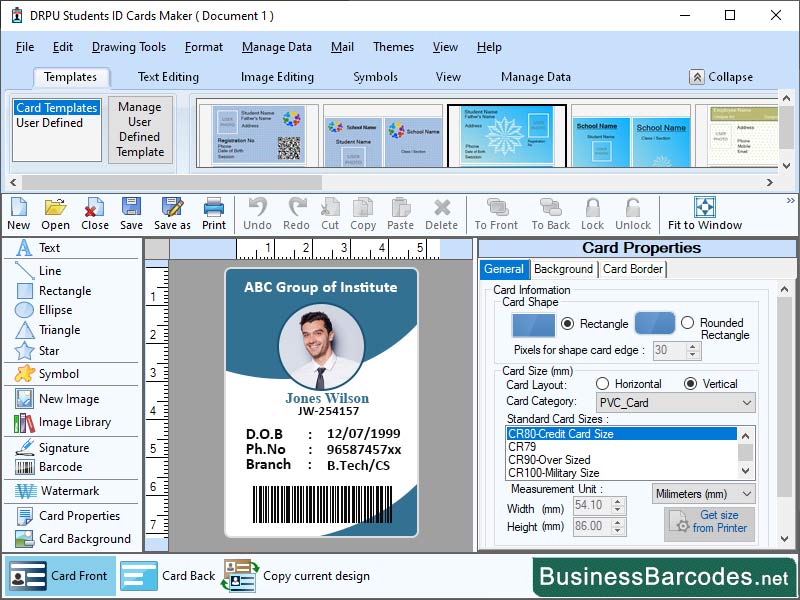 Screenshot of Enhanced Visitor ID Card Software