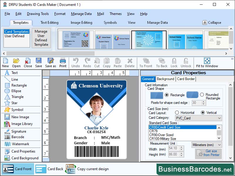 Screenshot of Instant Printing Student Badge Tool