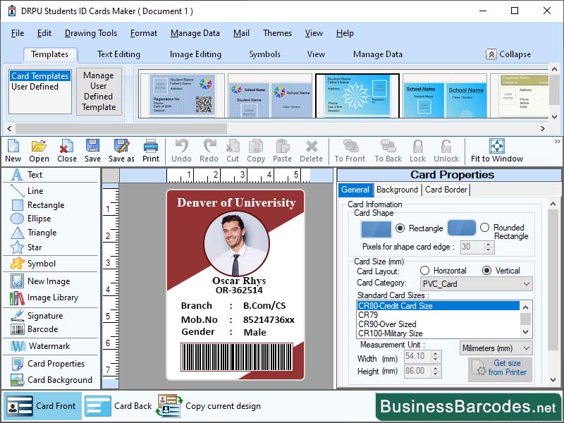 Screenshot of Student Id Badge Making Utility