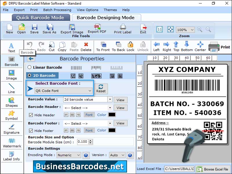 Screenshot of QR Code Generator Software