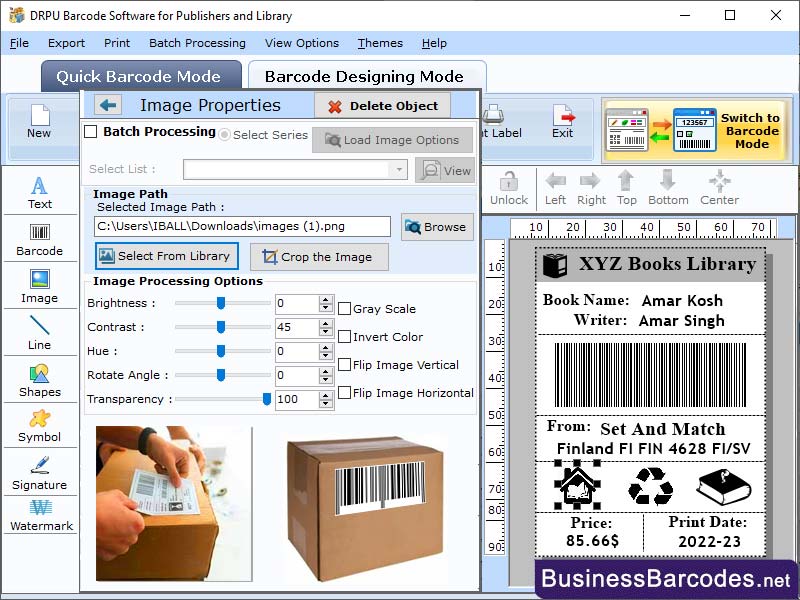 Screenshot of Publisher Barcode Generator Tool
