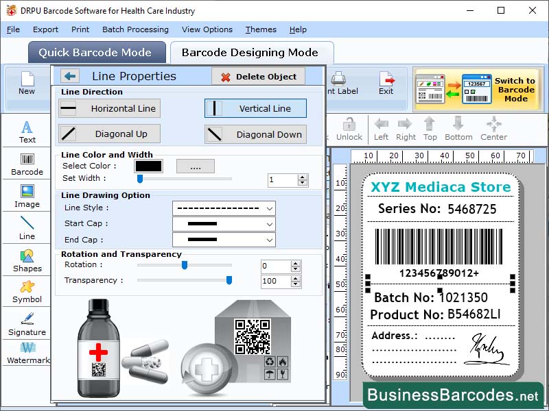 Screenshot of Laboratory Labels Barcode Software