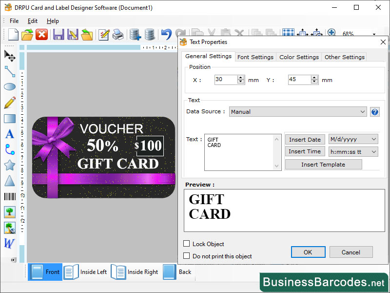 Screenshot of Legal Label Designing Software