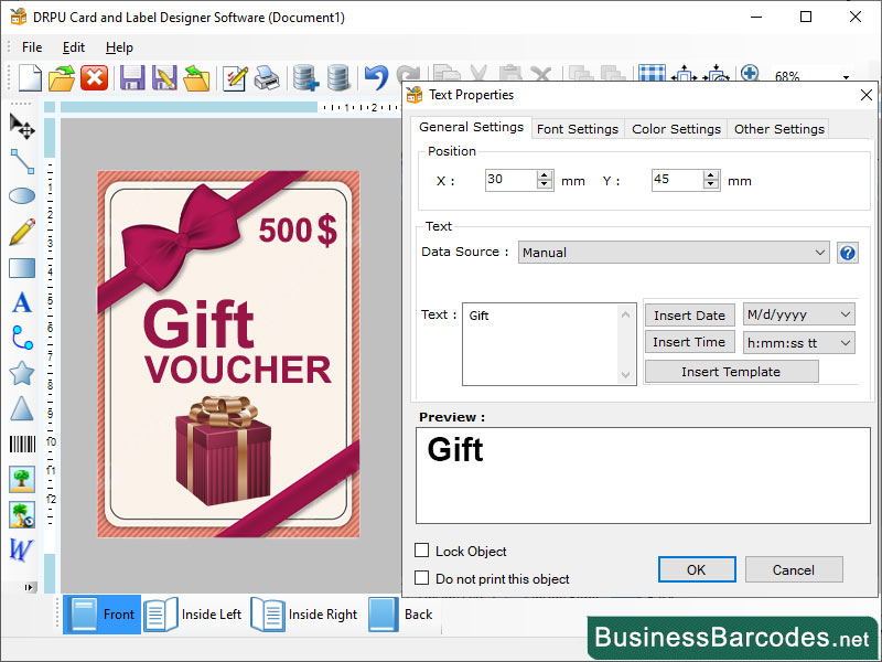 Screenshot of Generate Product Label Software