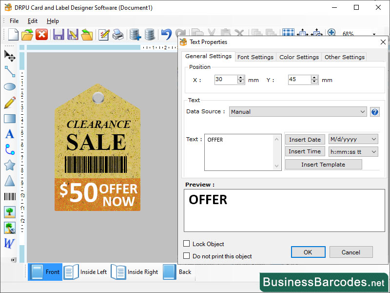 Screenshot of Design and Print Templates Software