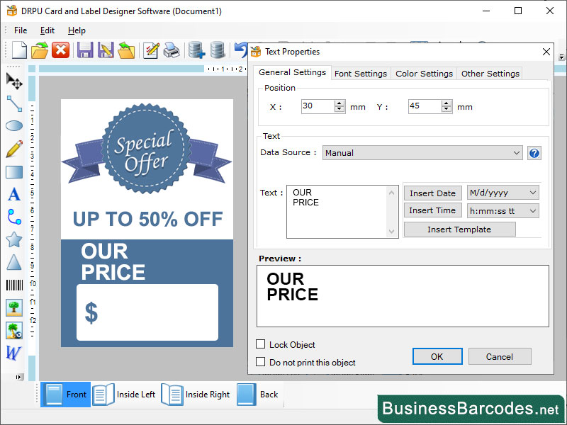 Screenshot of Label Graphic Design Application