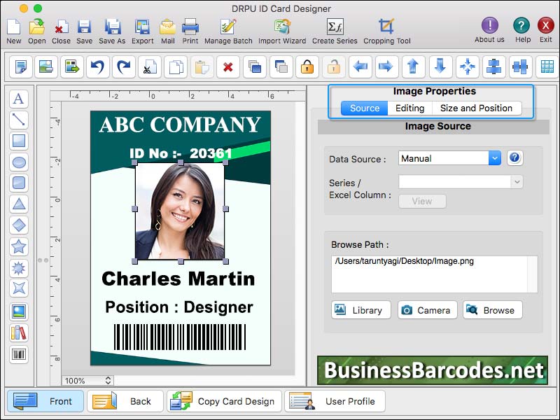 Printing Mac Id Card Designing Tool software