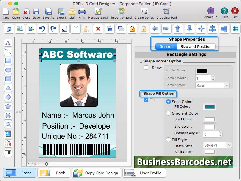 Screenshot of Software for Mac ID Card