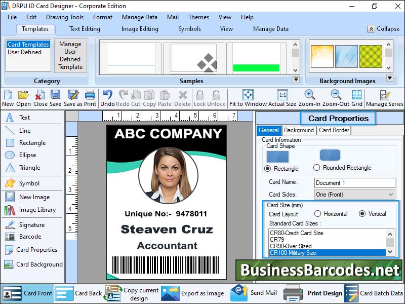 Screenshot of Mac ID Card Maker Software