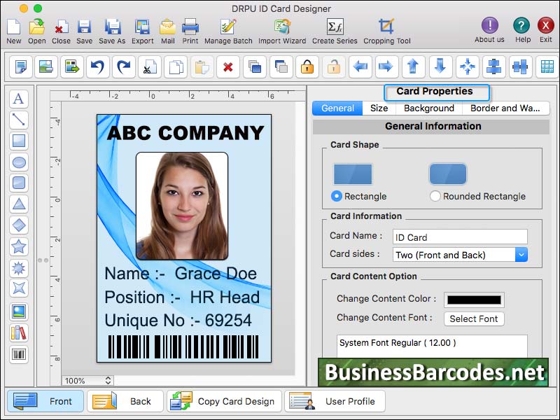 Screenshot of ID Card Maker Software for Mac
