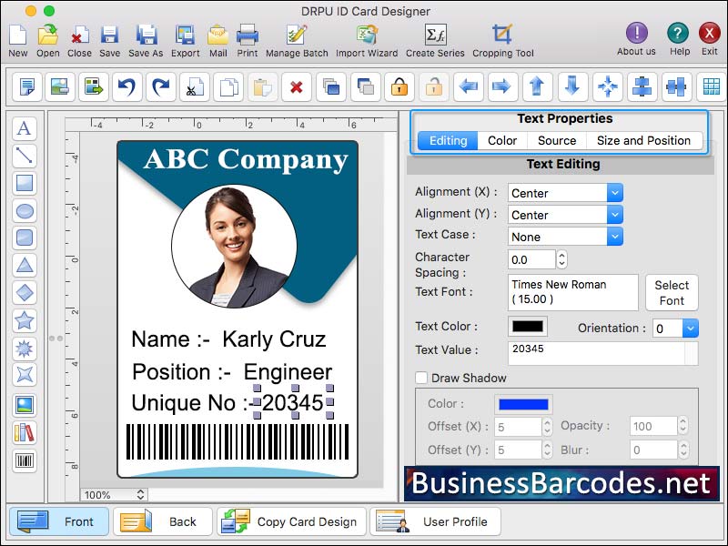 Screenshot of ID Badges Maker Software for Employee