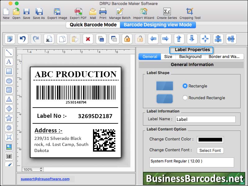 Screenshot of Mac Standard Editing Barcode Maker
