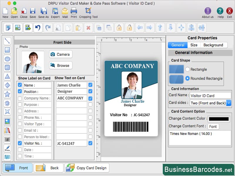 Screenshot of Visitor ID Badge Maker Tool for Mac