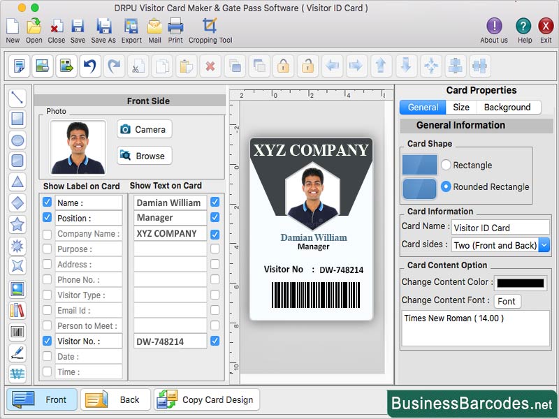 Screenshot of Printable Gate Pass ID Card for Mac