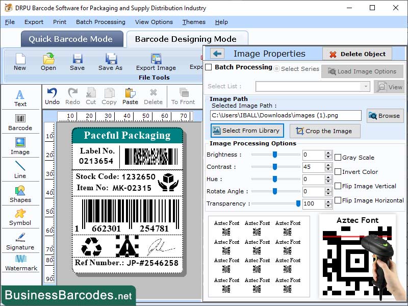 Screenshot of Managing Inventory Barcode Application