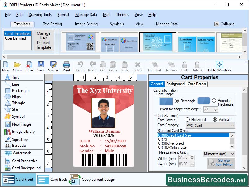 Screenshot of Mass Student ID Card Generating Tool