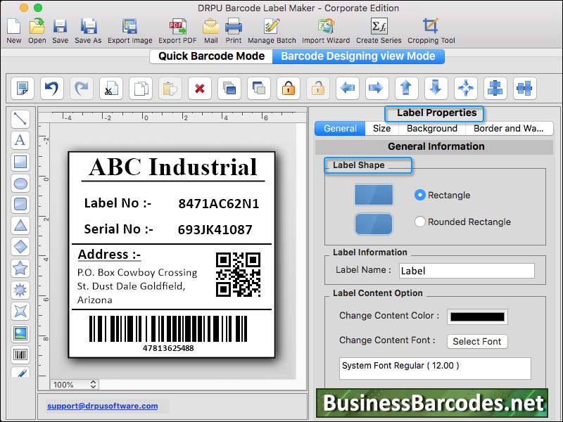 Screenshot of Mac Barcode Generator Software
