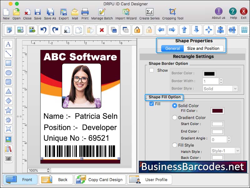 Screenshot of ID card Software for Mac